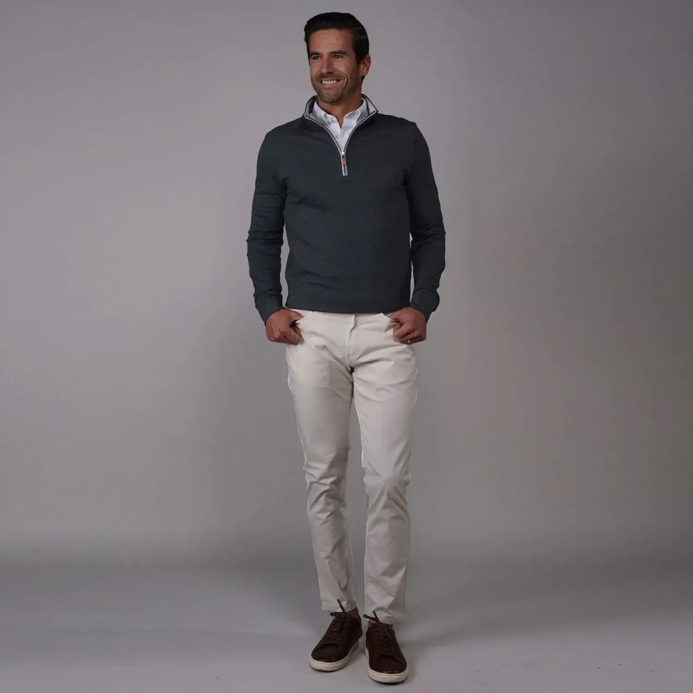 Collars & Co. NWOT Heather Cloud Cotton Quarter Zip Pullover - Size Large